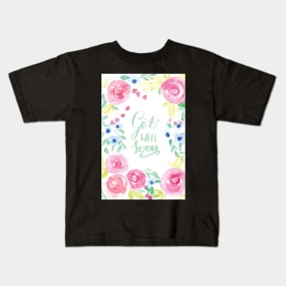 Get Well Soon Watercolor Floral Frame Kids T-Shirt